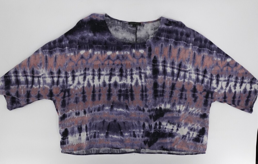 For CYnthia Shirt Womens Extra Large Tie Dye Dolman Sleeve Blouse Pullover Linen